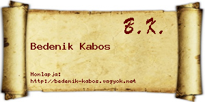 Bedenik Kabos névjegykártya